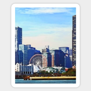 Chicago IL - Chicago Skyline and Navy Pier Sticker